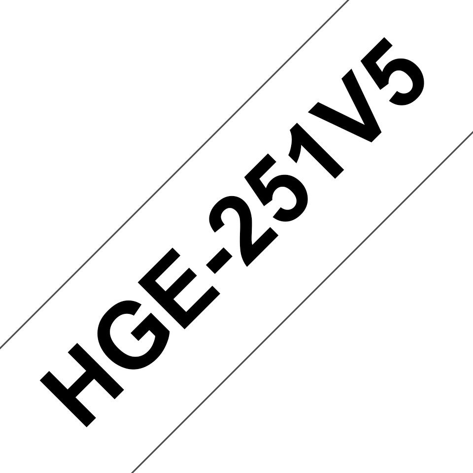 Brother HGe251V5 original High Grade laminerad tape, svart på vit, 24 mm